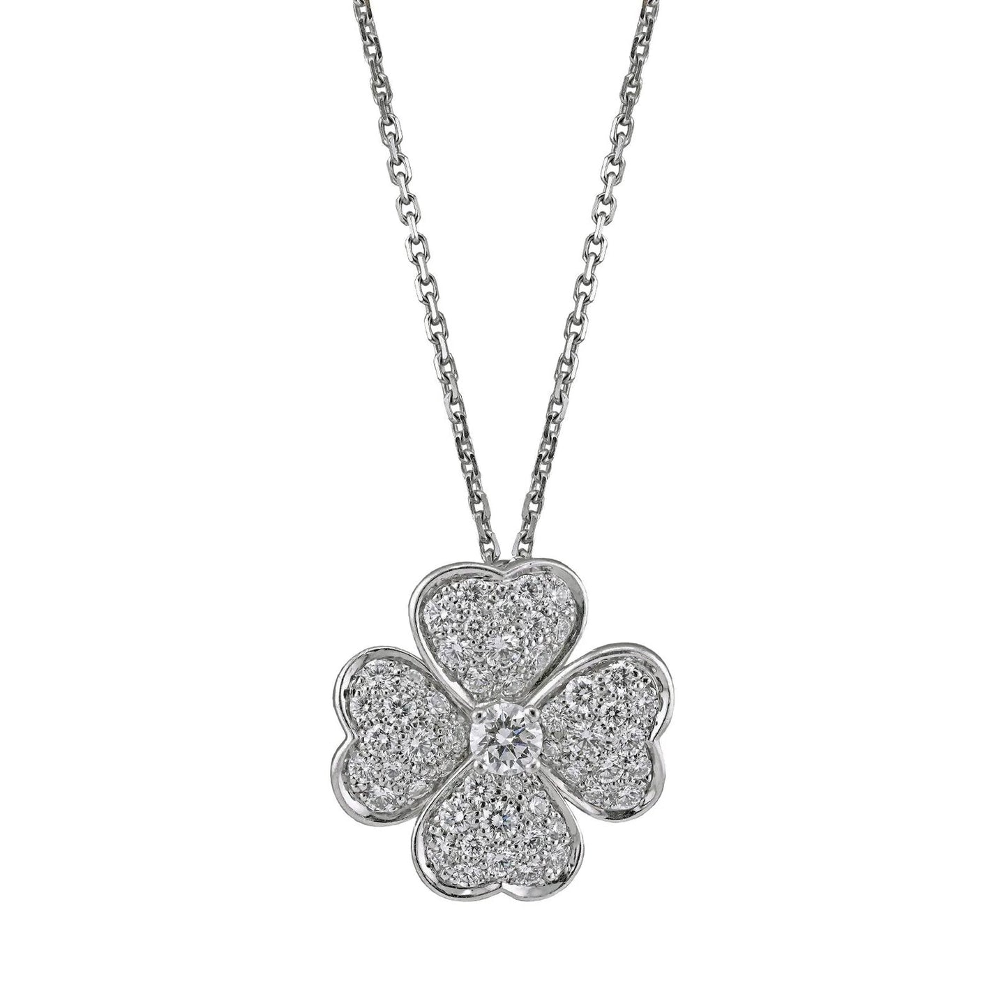 Van Cleef & Arpels - 18k White Gold Diamond Small Cosmos Pendant Brooch