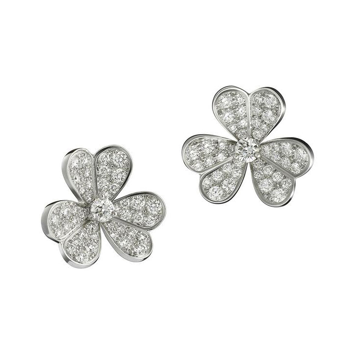 Van Cleef & Arpels - 18k White Gold Diamond Small Frivole Earrings