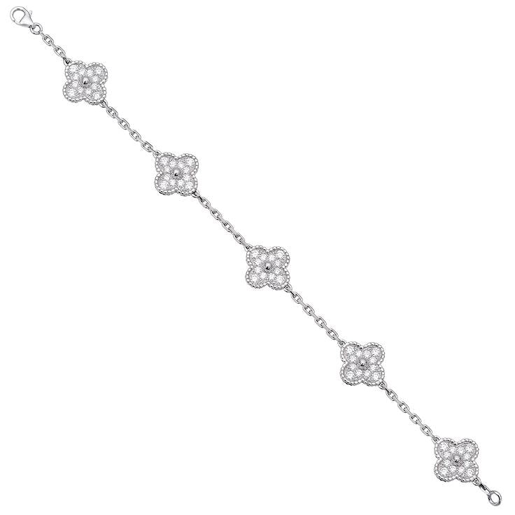 Van Cleef & Arpels - 18k White Gold Diamond Vintage Alhambra Bracelet