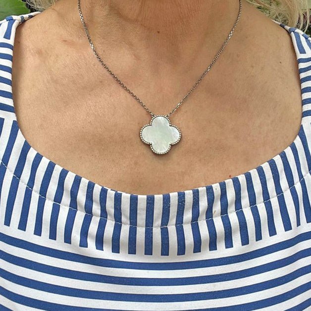 Van Cleef & Arpels - 18k White Gold Mother - of - Pearl Magic Alhambra Pendant