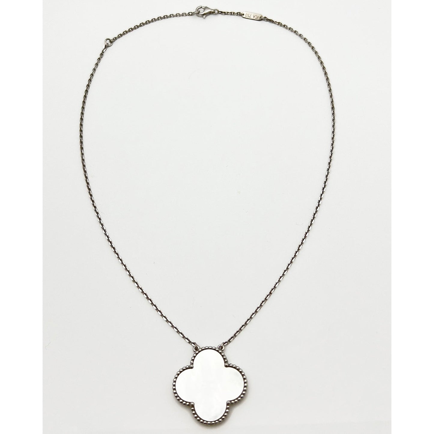 Van Cleef & Arpels - 18k White Gold Mother - of - Pearl Magic Alhambra Pendant