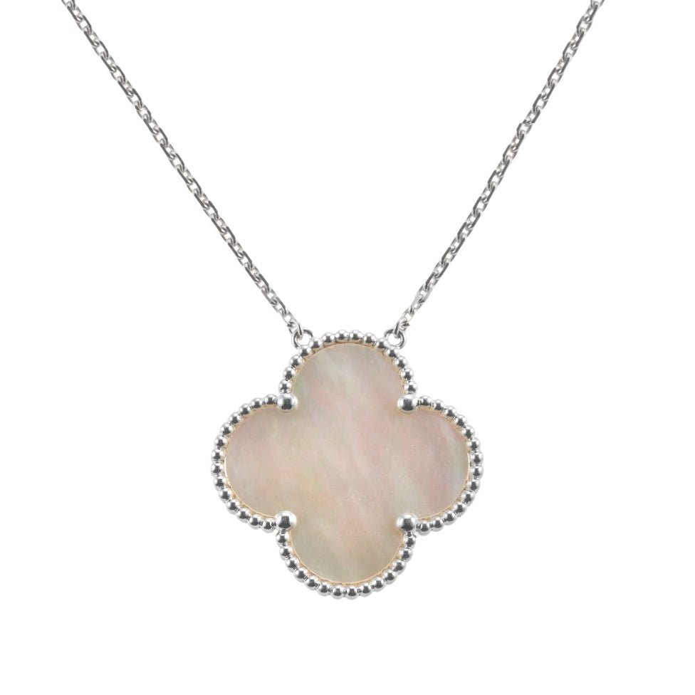 Van Cleef & Arpels - 18k White Gold Mother - of - Pearl Magic Alhambra Pendant