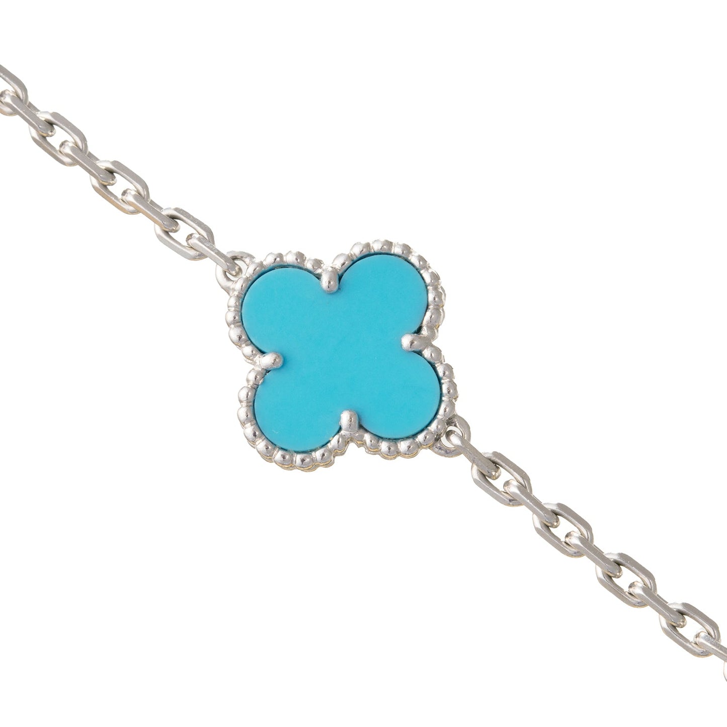 Van Cleef & Arpels - 18k White Gold Turquoise Vintage Alhambra Bracelet