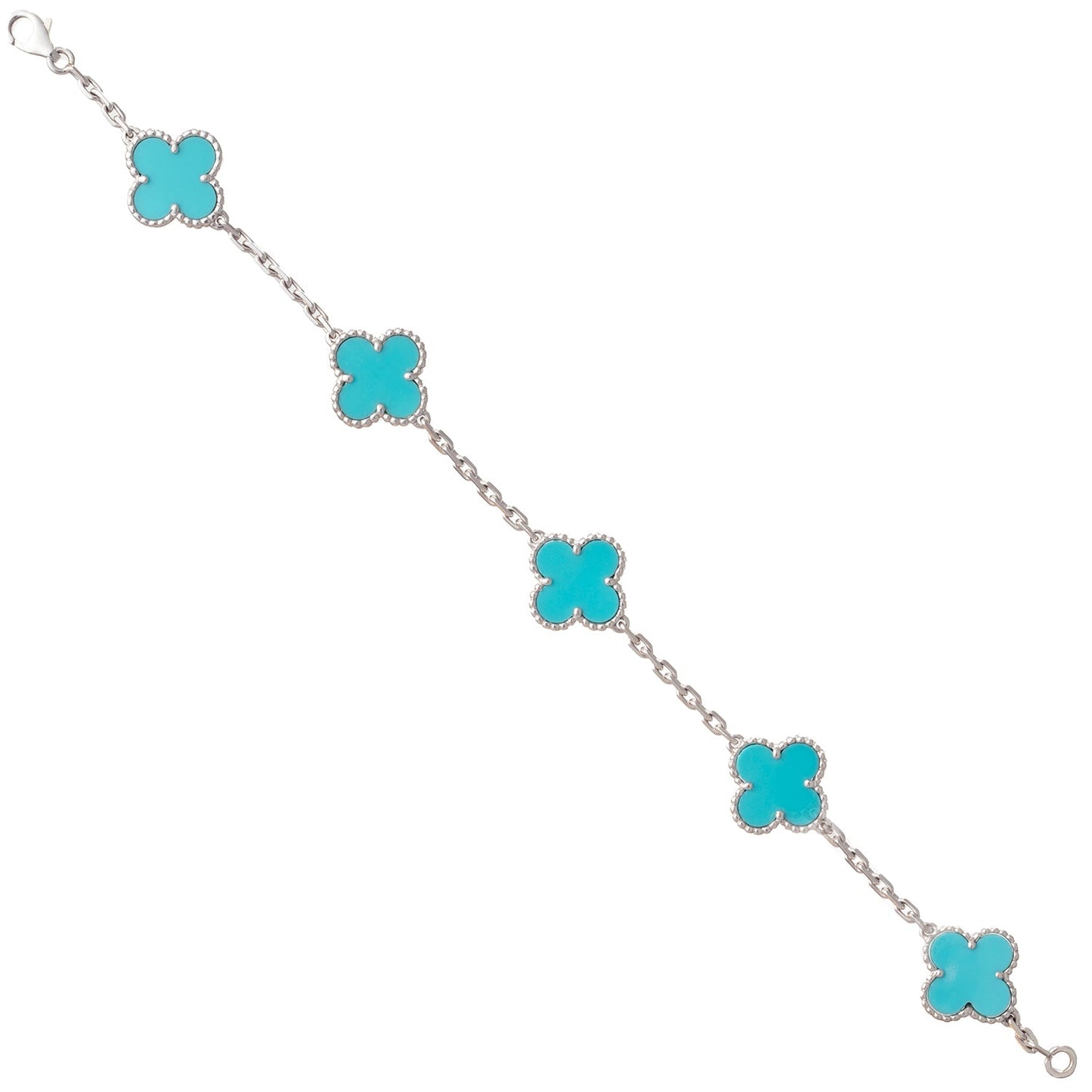 Van Cleef & Arpels - 18k White Gold Turquoise Vintage Alhambra Bracelet