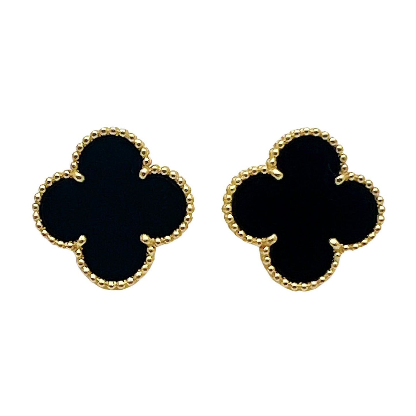 Van Cleef & Arpels - 18k Yellow Gold Black Onyx Magic Alhambra Earrings