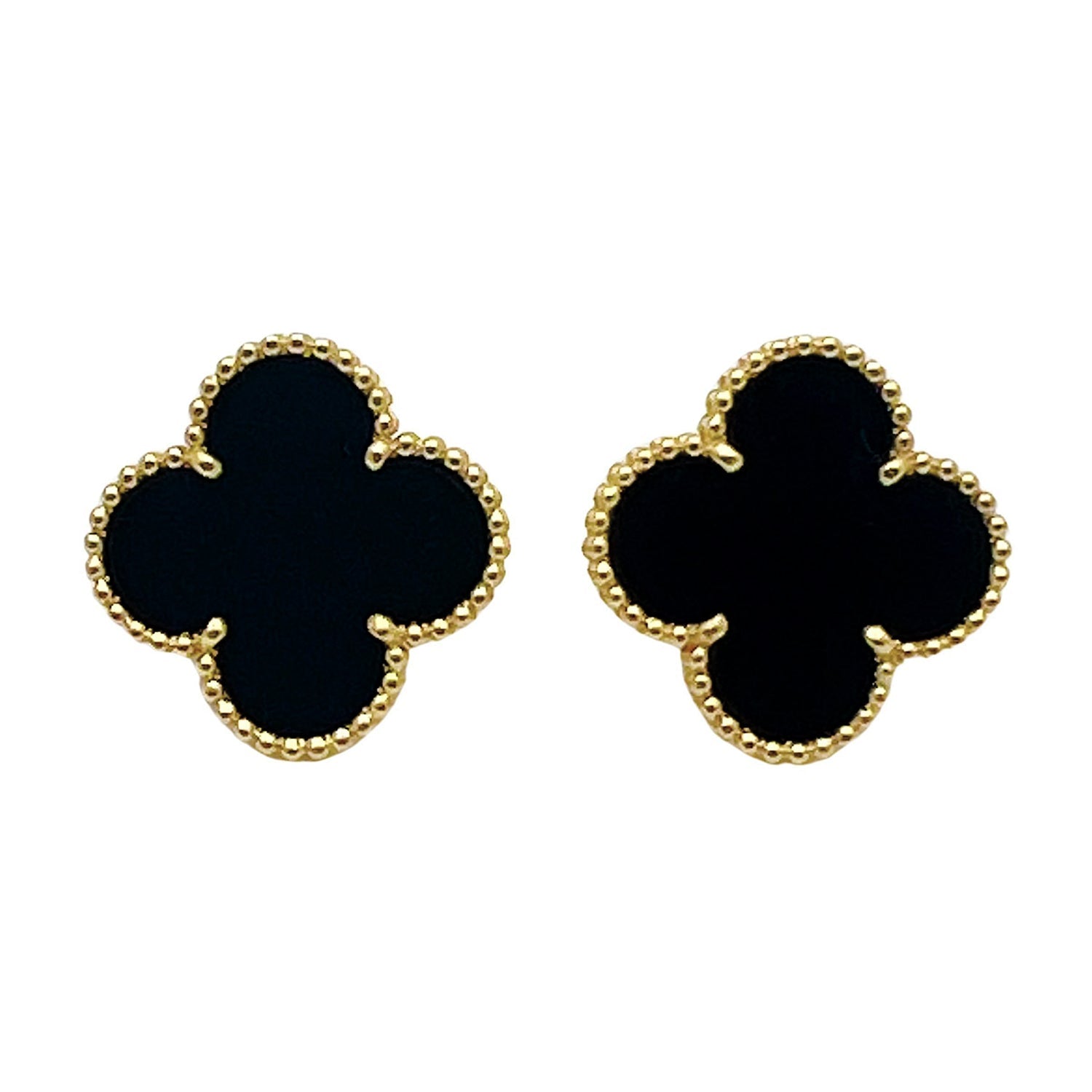 Van Cleef & Arpels - 18k Yellow Gold Black Onyx Magic Alhambra Earrings