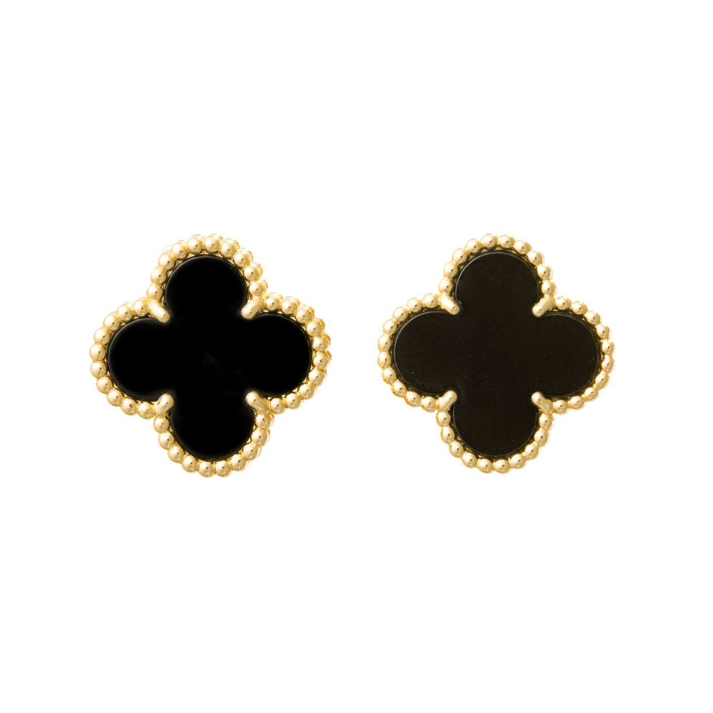 Van Cleef & Arpels - 18k Yellow Gold Black Onyx Vintage Alhambra Earrings