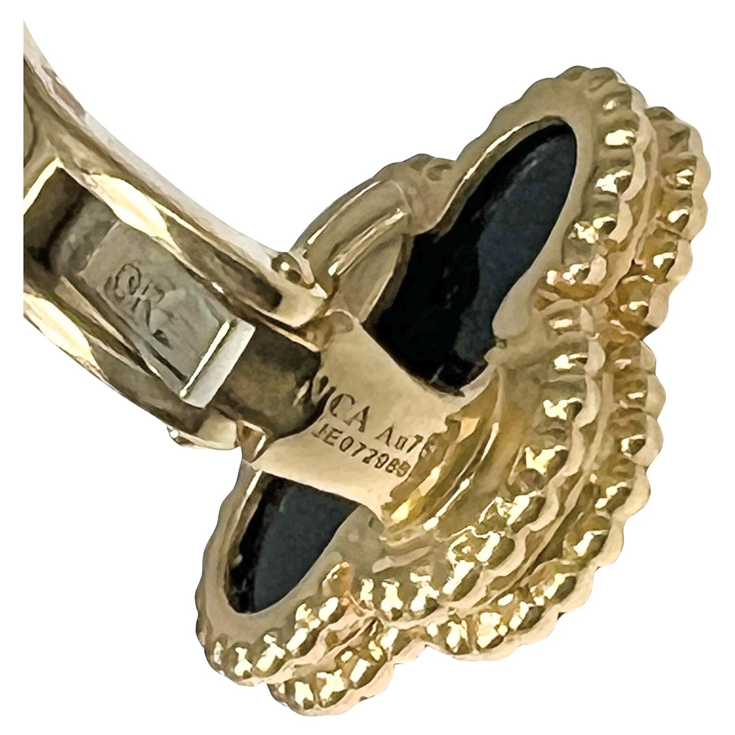 Van Cleef & Arpels - 18k Yellow Gold Black Onyx Vintage Alhambra Earrings