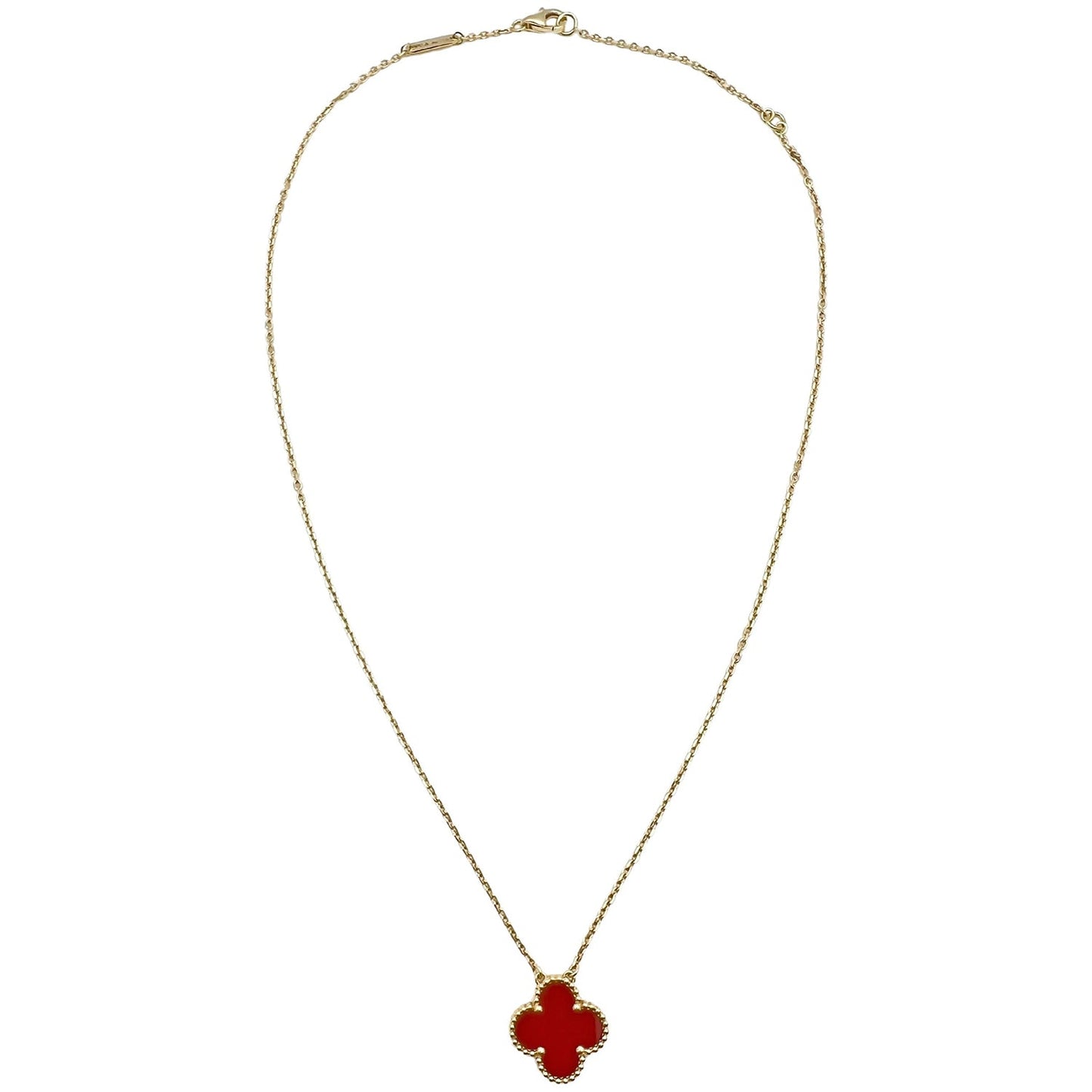 Van Cleef & Arpels - 18k Yellow Gold Carnelian Vintage Alhambra Pendant