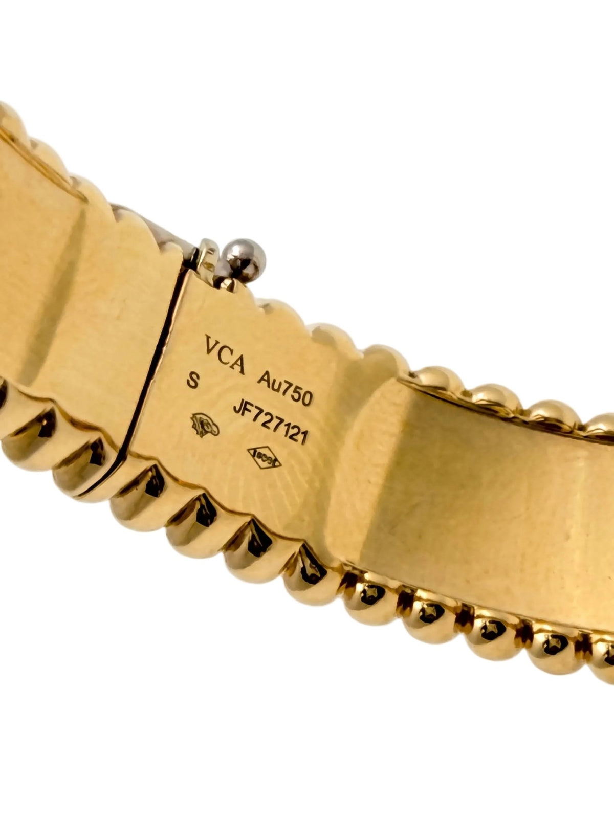 Van Cleef & Arpels - 18k Yellow Gold Diamond 5-Row Perlée Bangle Bracelet