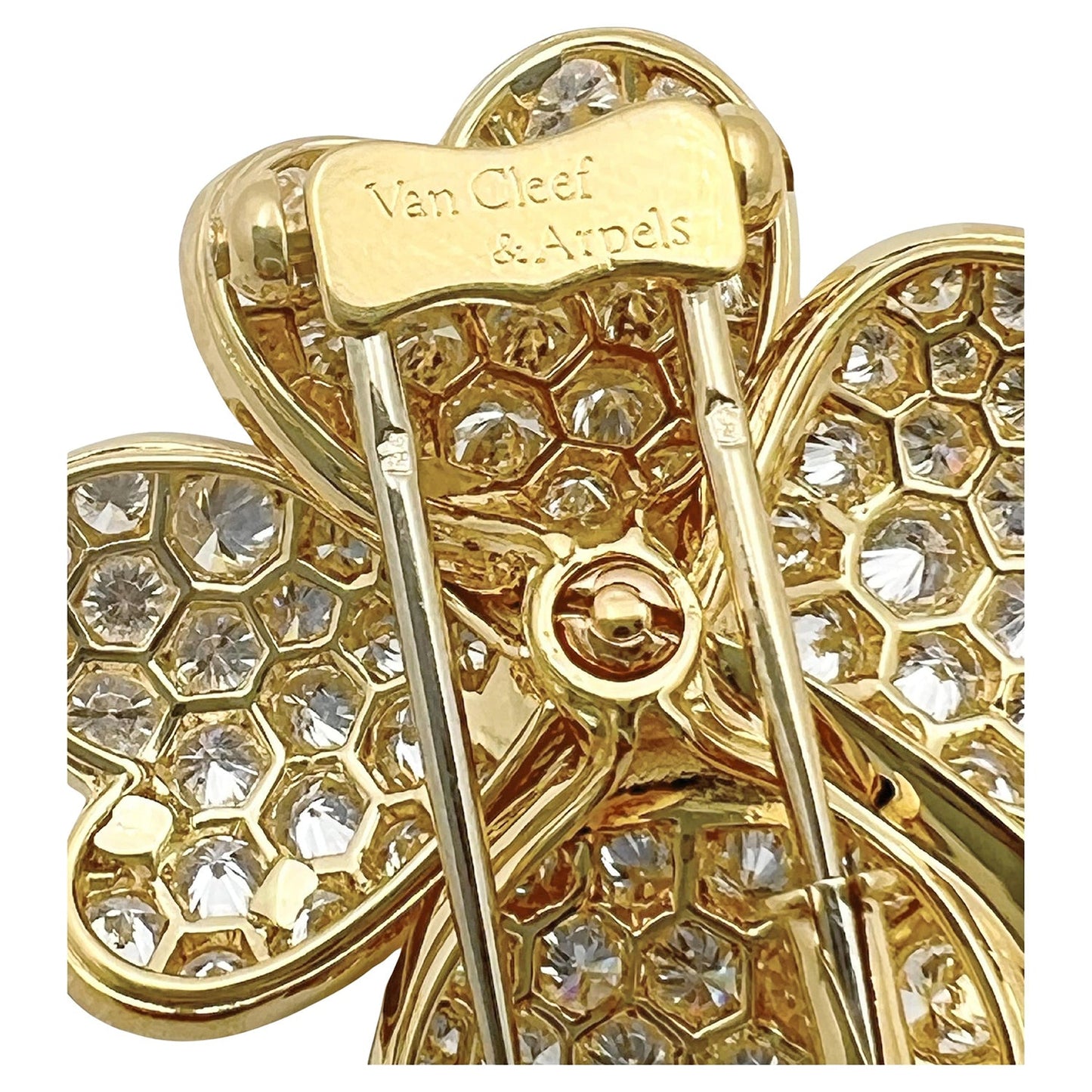 Van Cleef & Arpels - 18k Yellow Gold Diamond Cosmos Clip Pendant