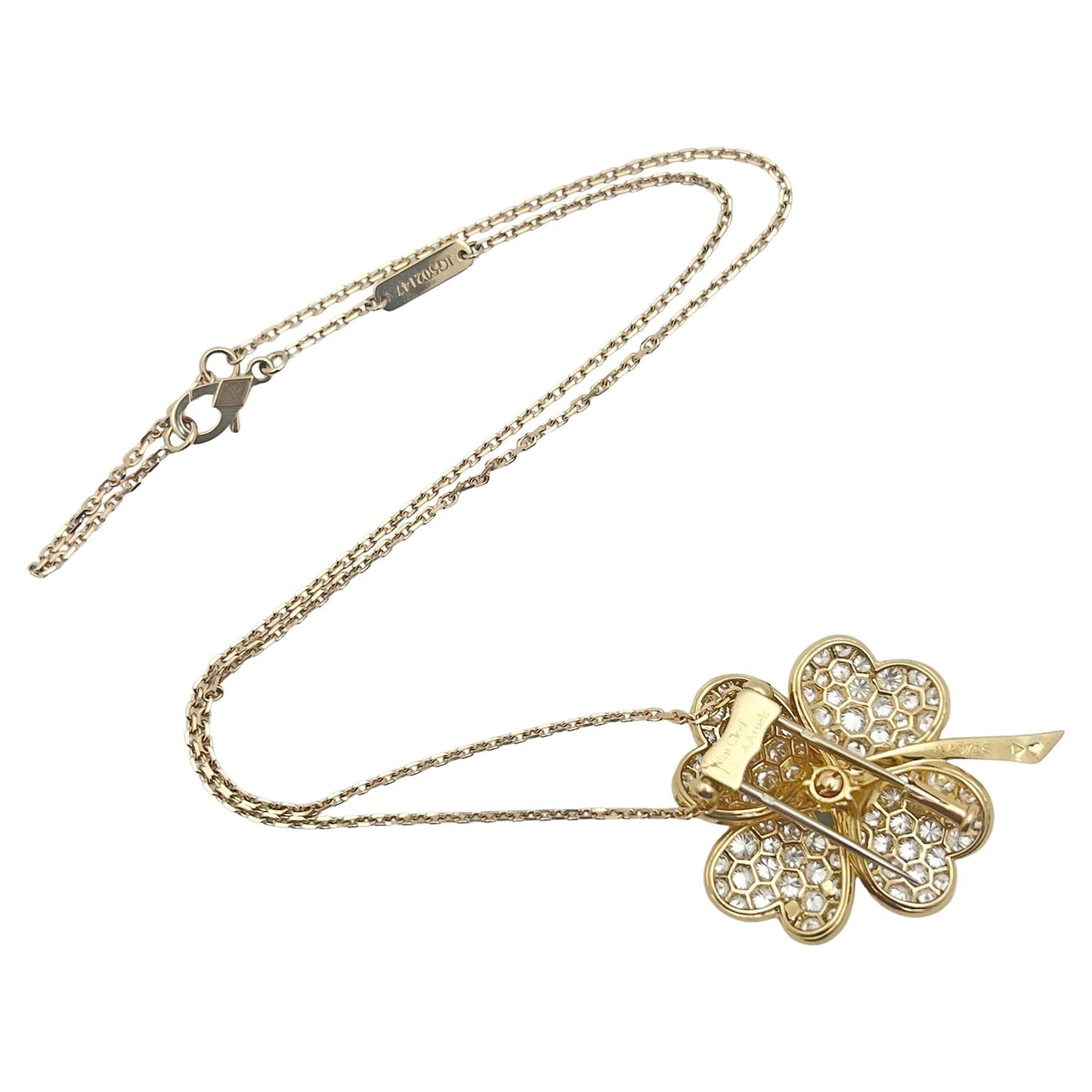 Van Cleef & Arpels - 18k Yellow Gold Diamond Cosmos Clip Pendant