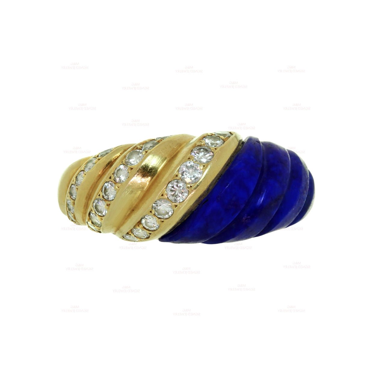 Van Cleef & Arpels - 18k Yellow Gold Diamond Lapis Dress Ring