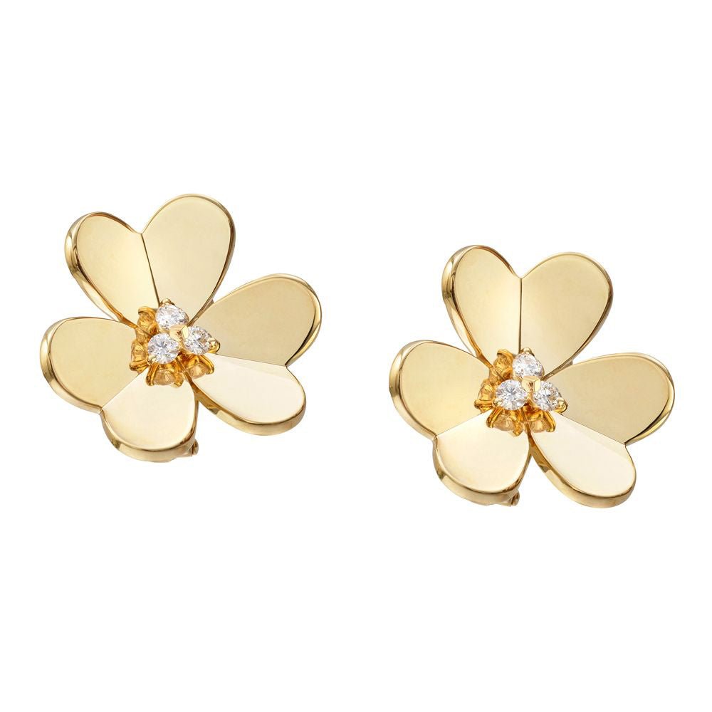 Van Cleef & Arpels - 18k Yellow Gold Diamond Large Frivole Earrings