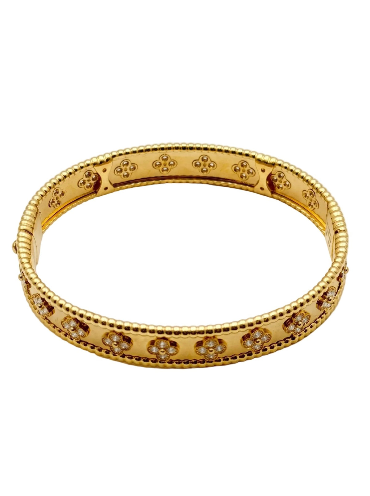 Van Cleef & Arpels - 18k Yellow Gold Diamond Perlée Clovers Medium Bracelet