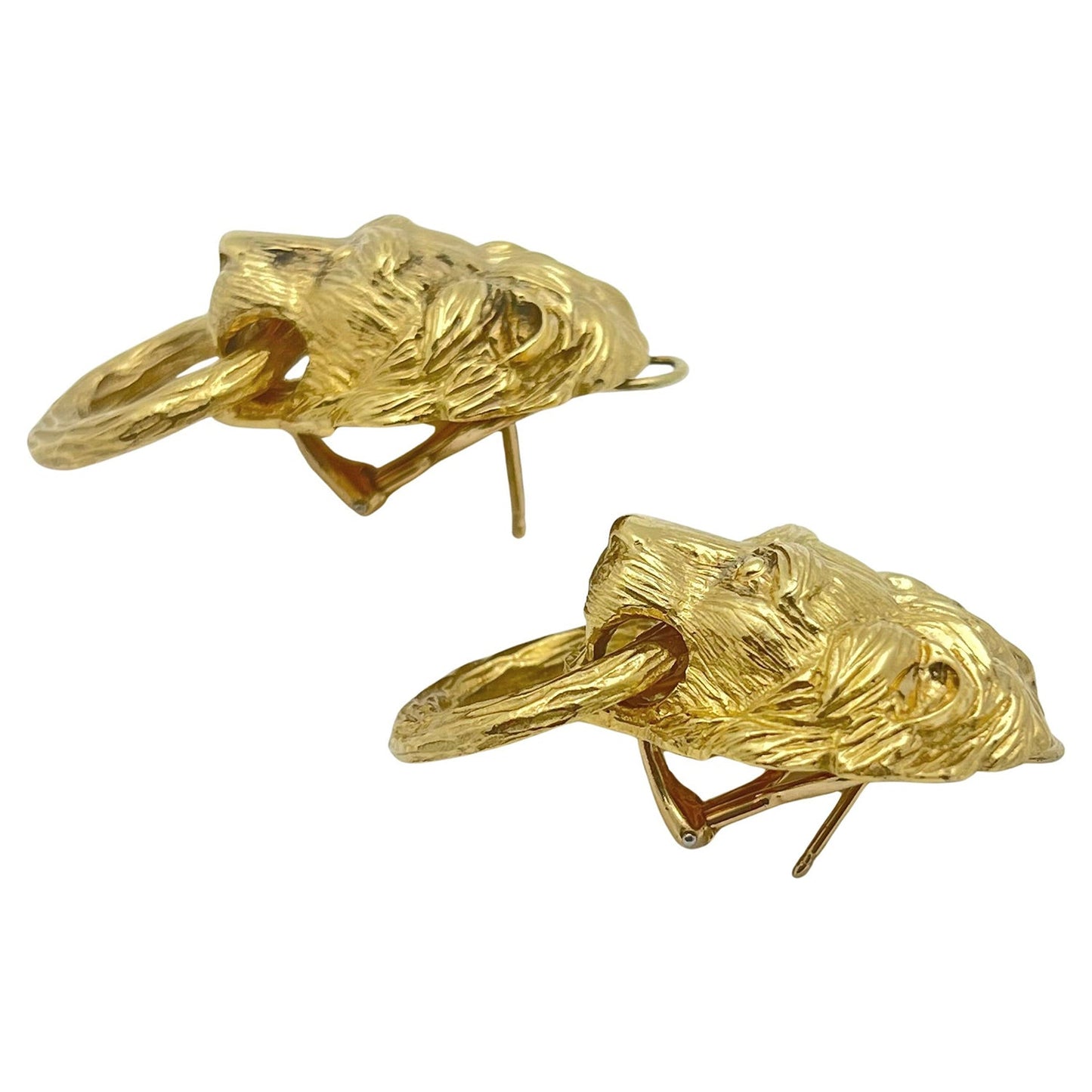 Van Cleef & Arpels - 18k Yellow Gold Lion Head Door Knocker Earrings