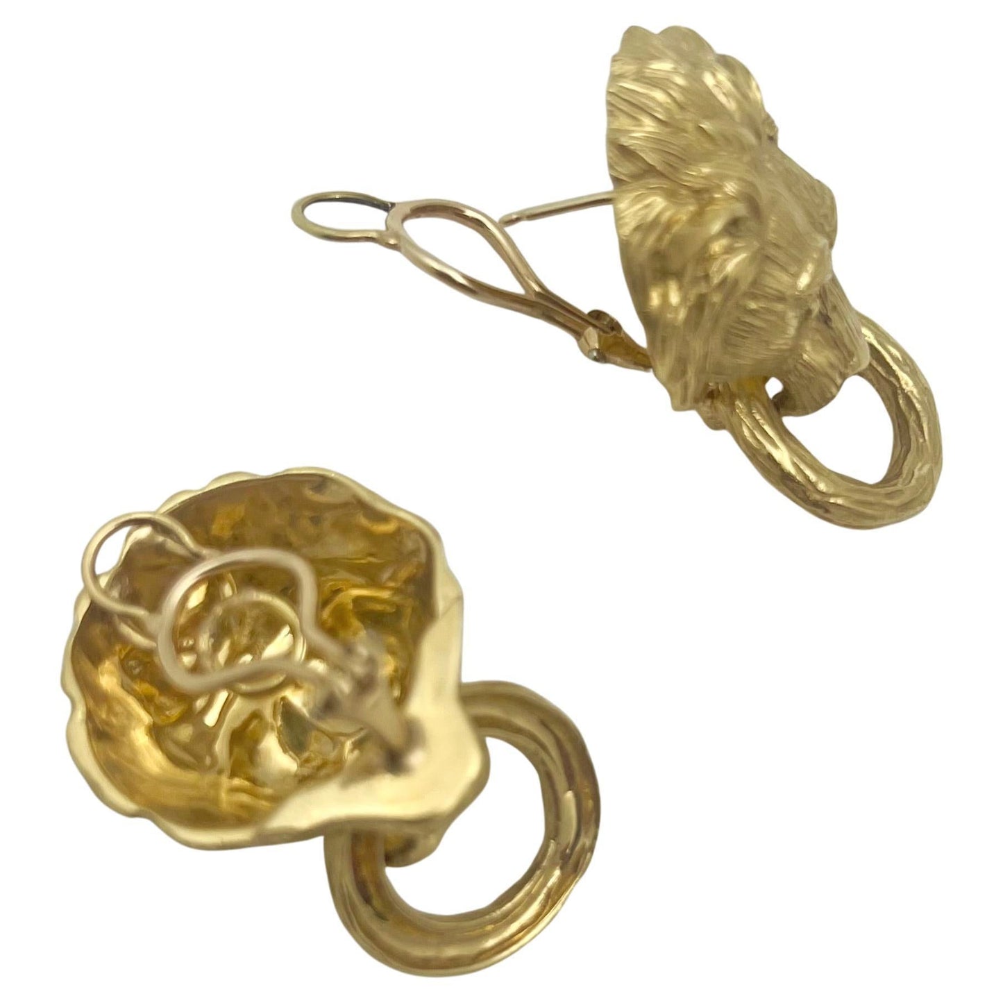 Van Cleef & Arpels - 18k Yellow Gold Lion Head Door Knocker Earrings