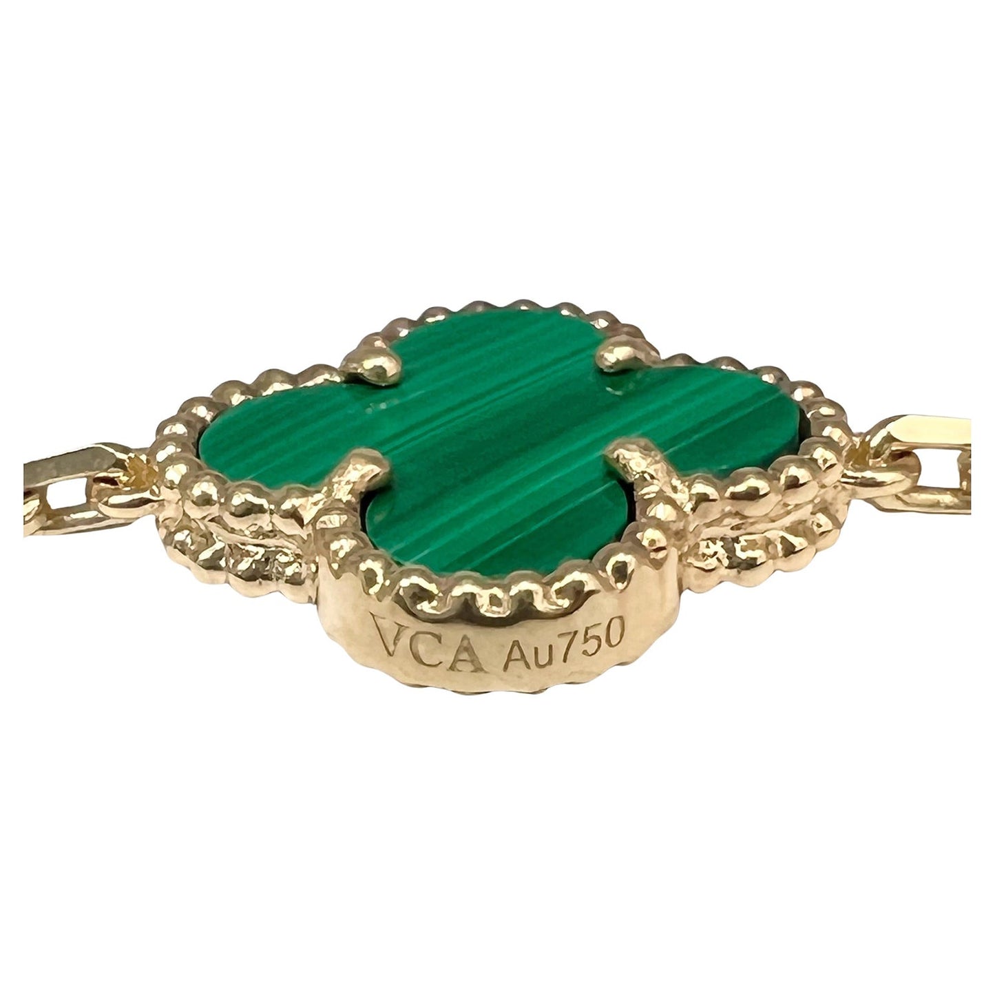 Van Cleef & Arpels - 18k Yellow Gold Malachite Vintage Alhambra Bracelet