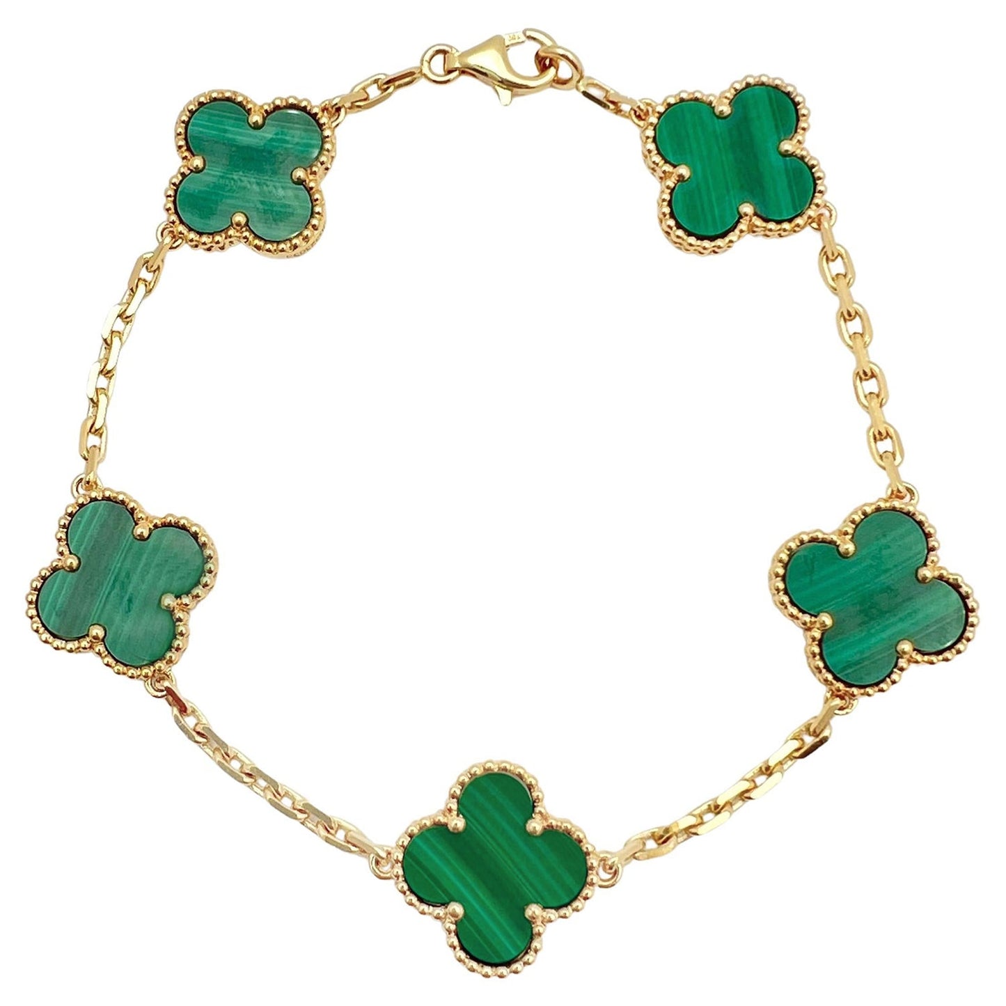 Van Cleef & Arpels - 18k Yellow Gold Malachite Vintage Alhambra Bracelet
