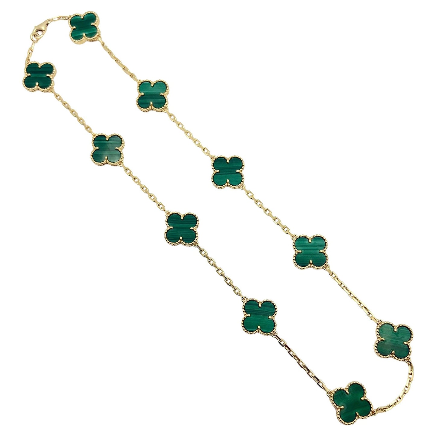 Van Cleef & Arpels - 18k Yellow Gold Malachite Vintage Alhambra Necklace