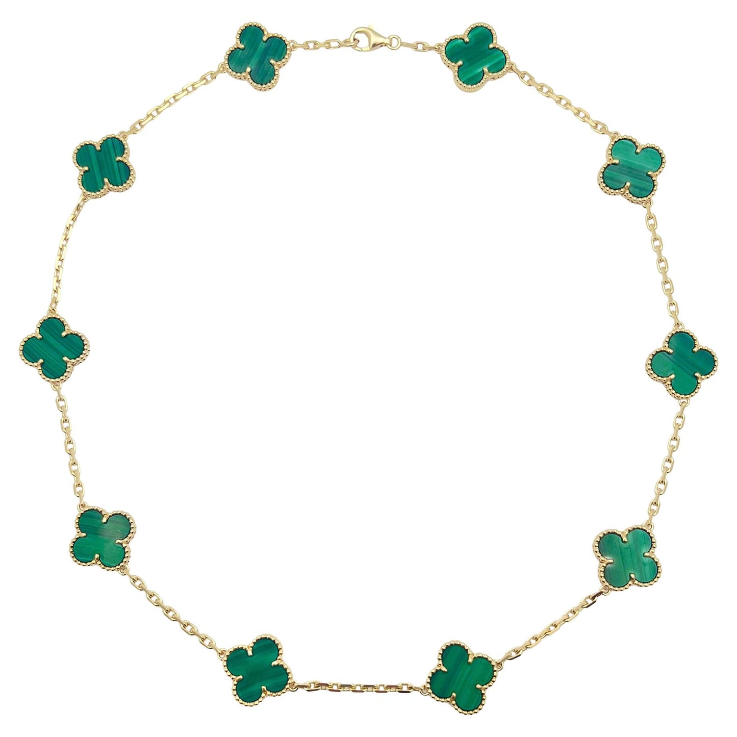 Van Cleef & Arpels - 18k Yellow Gold Malachite Vintage Alhambra Necklace