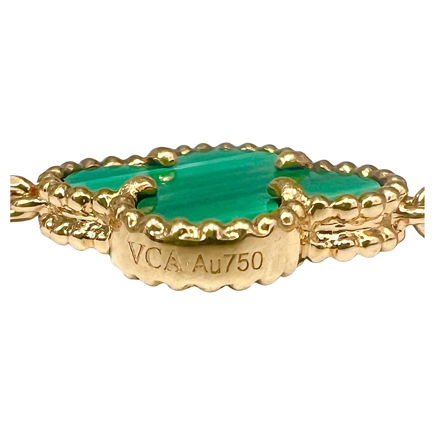 Van Cleef & Arpels - 18k Yellow Gold Malachite Vintage Alhambra Necklace