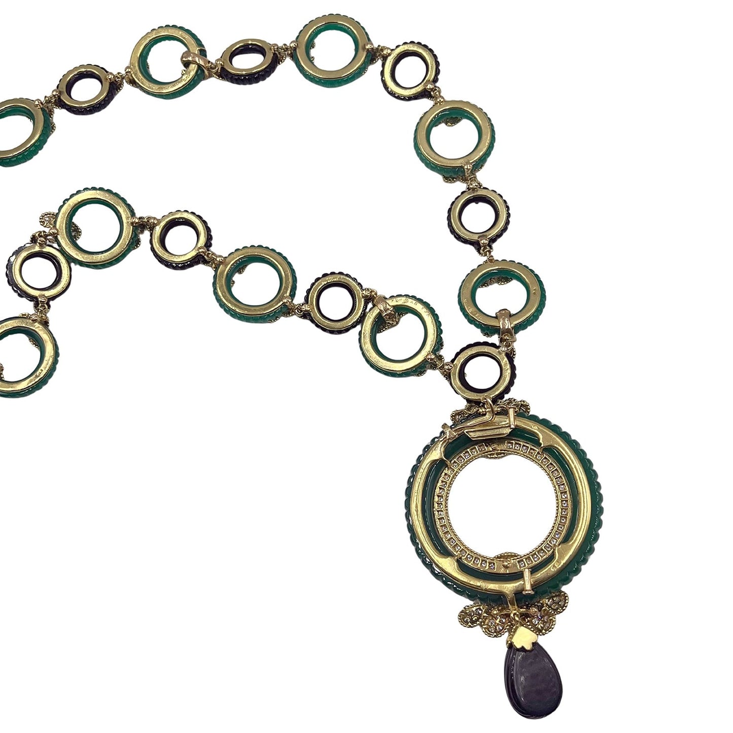 Van Cleef & Arpels - 1970s Chrysoprase Onyx Diamond Convertible Necklace/Bracelet