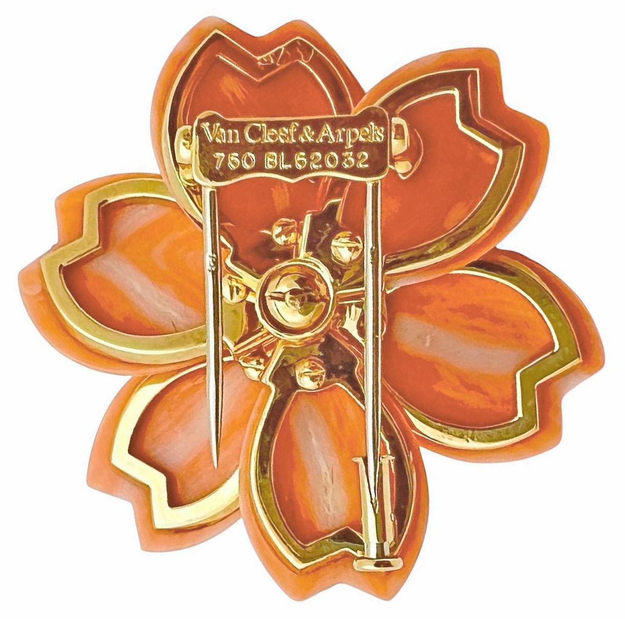 Van Cleef & Arpels - Coral & Diamond Rose De Noel Brooch