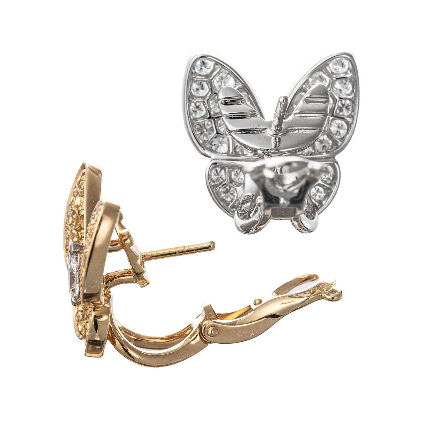 Van Cleef & Arpels - Diamond & Yellow Sapphire Two Butterfly Earrings
