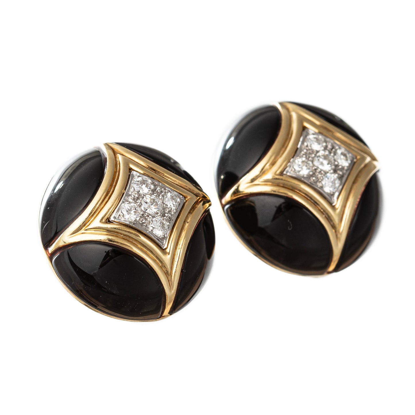 Van Cleef & Arpels - Onyx & Diamond Button Earrings