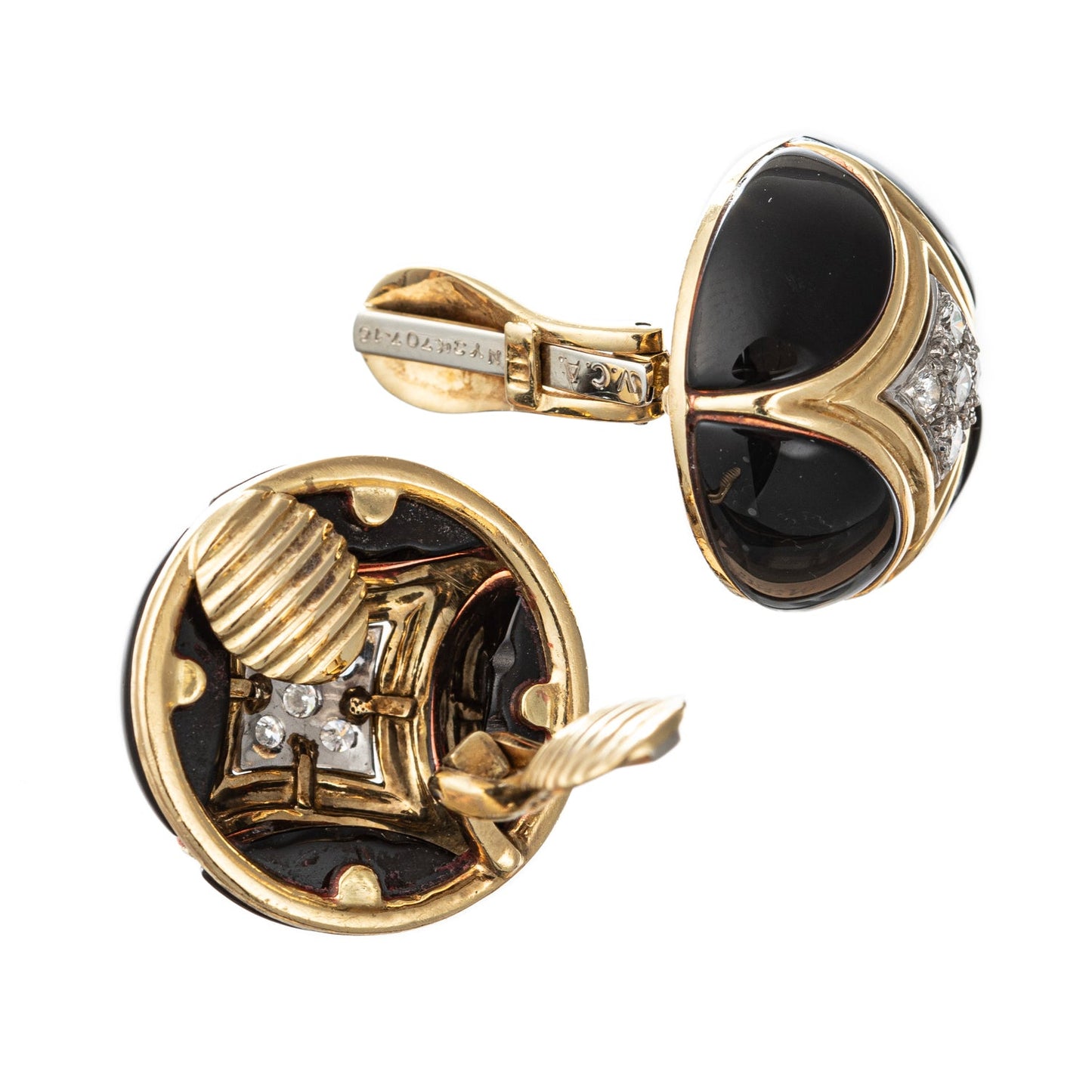 Van Cleef & Arpels - Onyx & Diamond Button Earrings