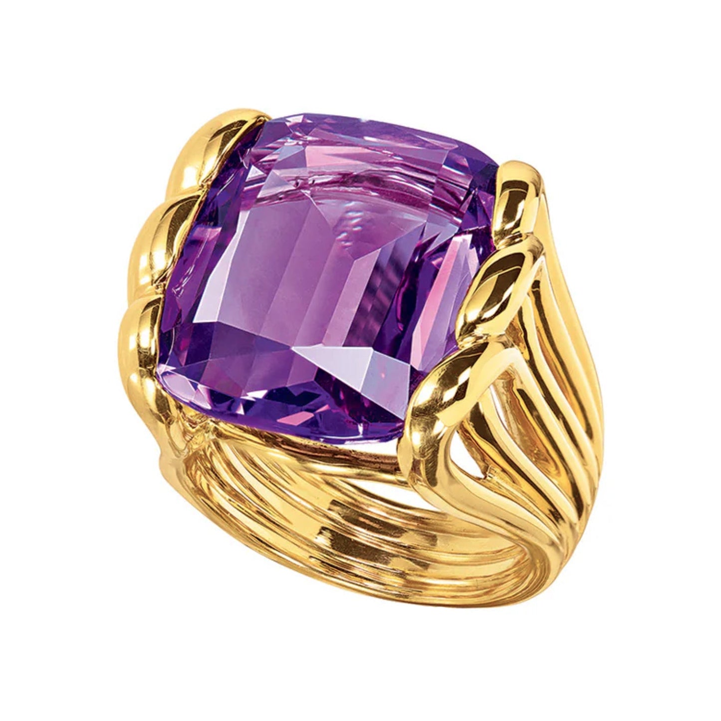 Verdura - 18k Yellow Gold Amethyst Whisk Ring