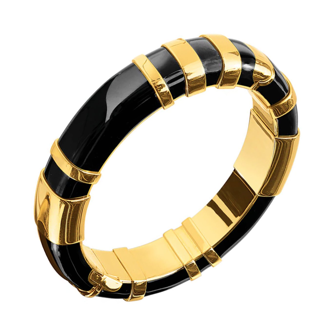 Verdura - 18k Yellow Gold Black Ceramic Palermo Bangle