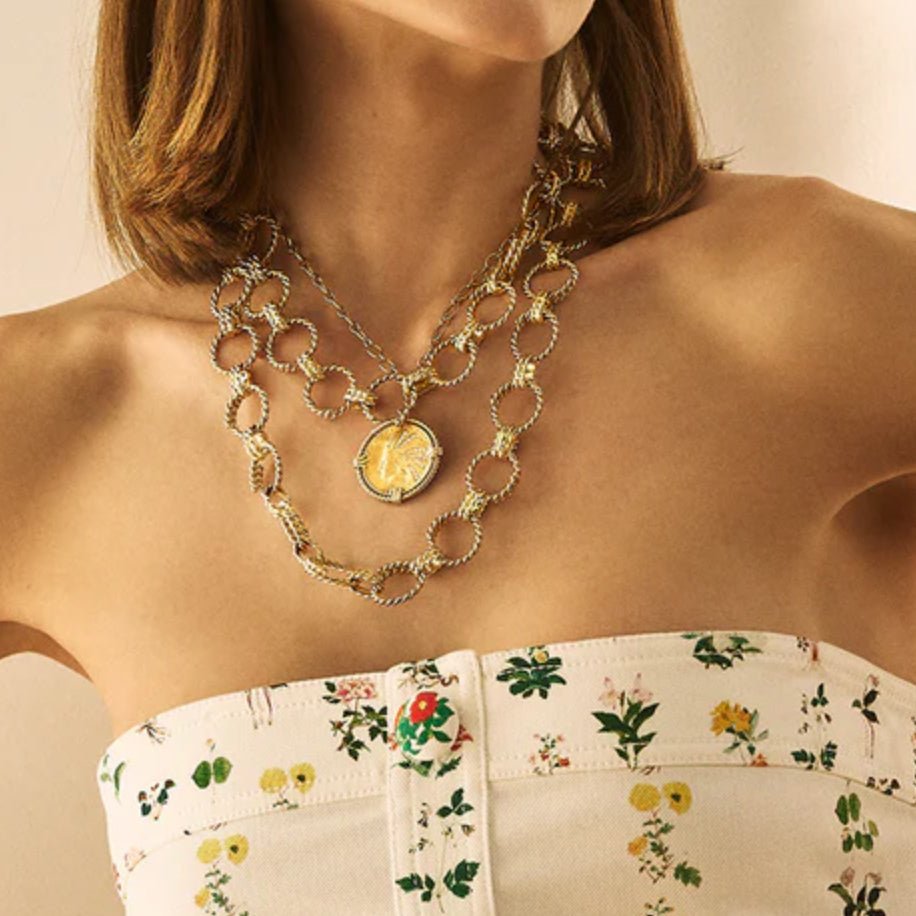 Verdura - 18k Yellow Gold Diamond "Ten Buck" Pendant