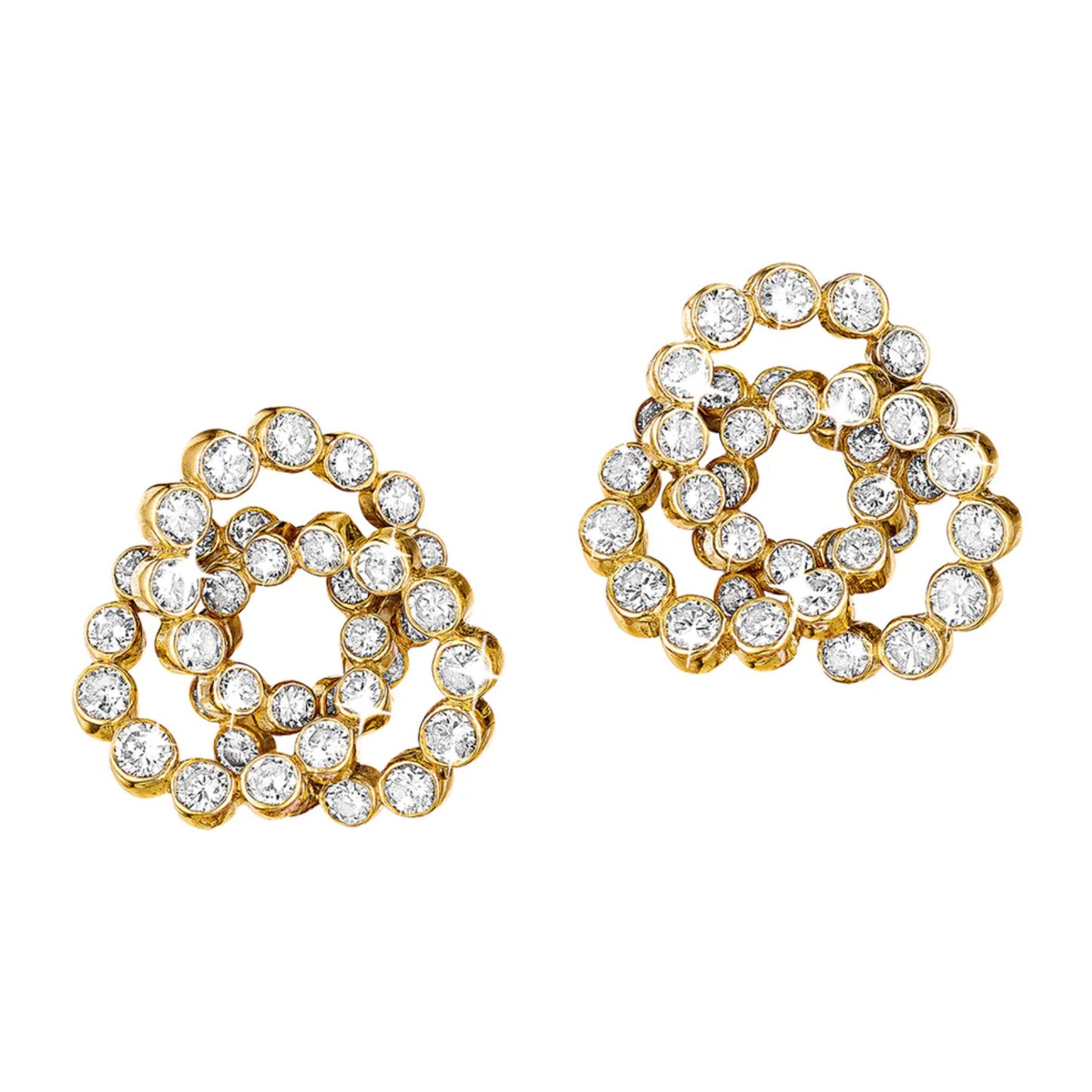 Verdura - 18k Yellow Gold Diamond Trefoil Earrings