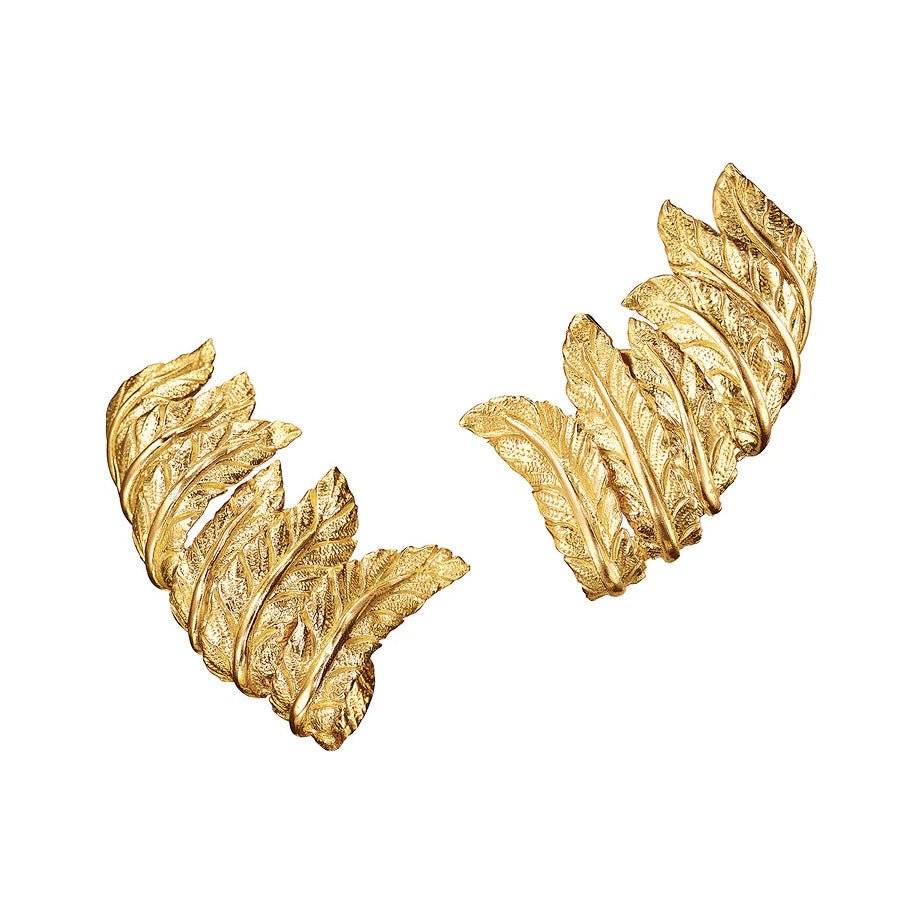 Verdura - 18k Yellow Gold Feather Cuff Earrings