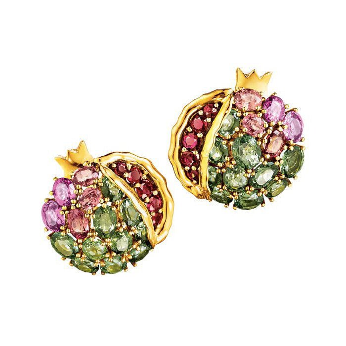 Verdura - 18k Yellow Gold Gemstone Pomegranate Earrings