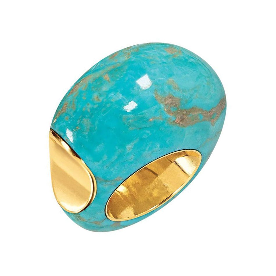 Verdura - 18k Yellow Gold Turquoise Copa Ring