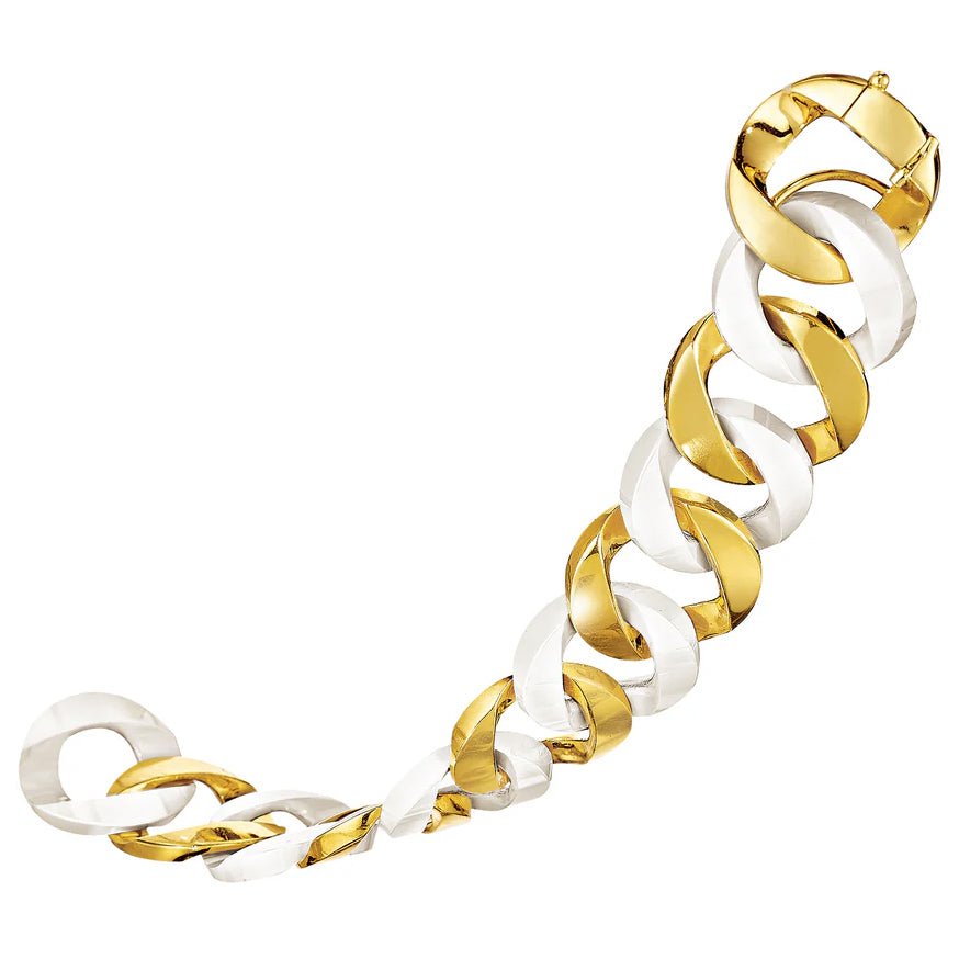 Verdura - 18k Yellow Gold White Ceramic Curb - Link Bracelet