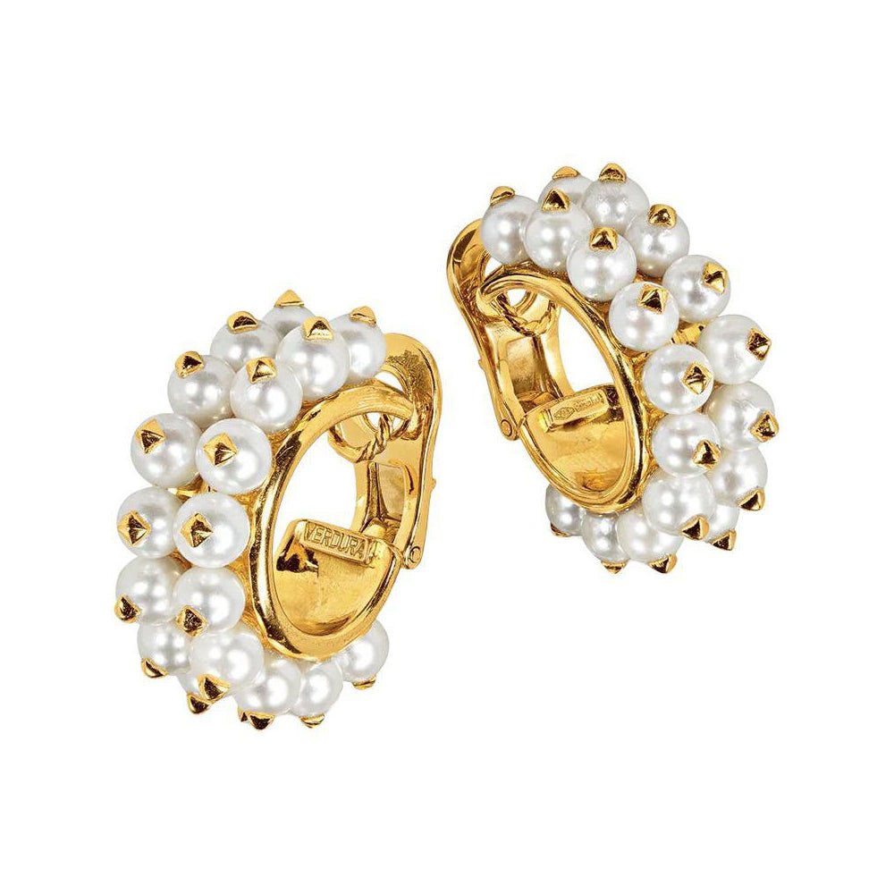 Verdura - Akoya Pearl Beaded Hoop Earrings