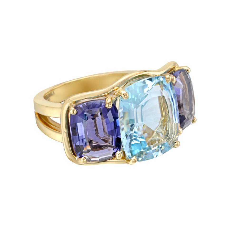 Verdura - Aquamarine Iolite Three - Stone Ring
