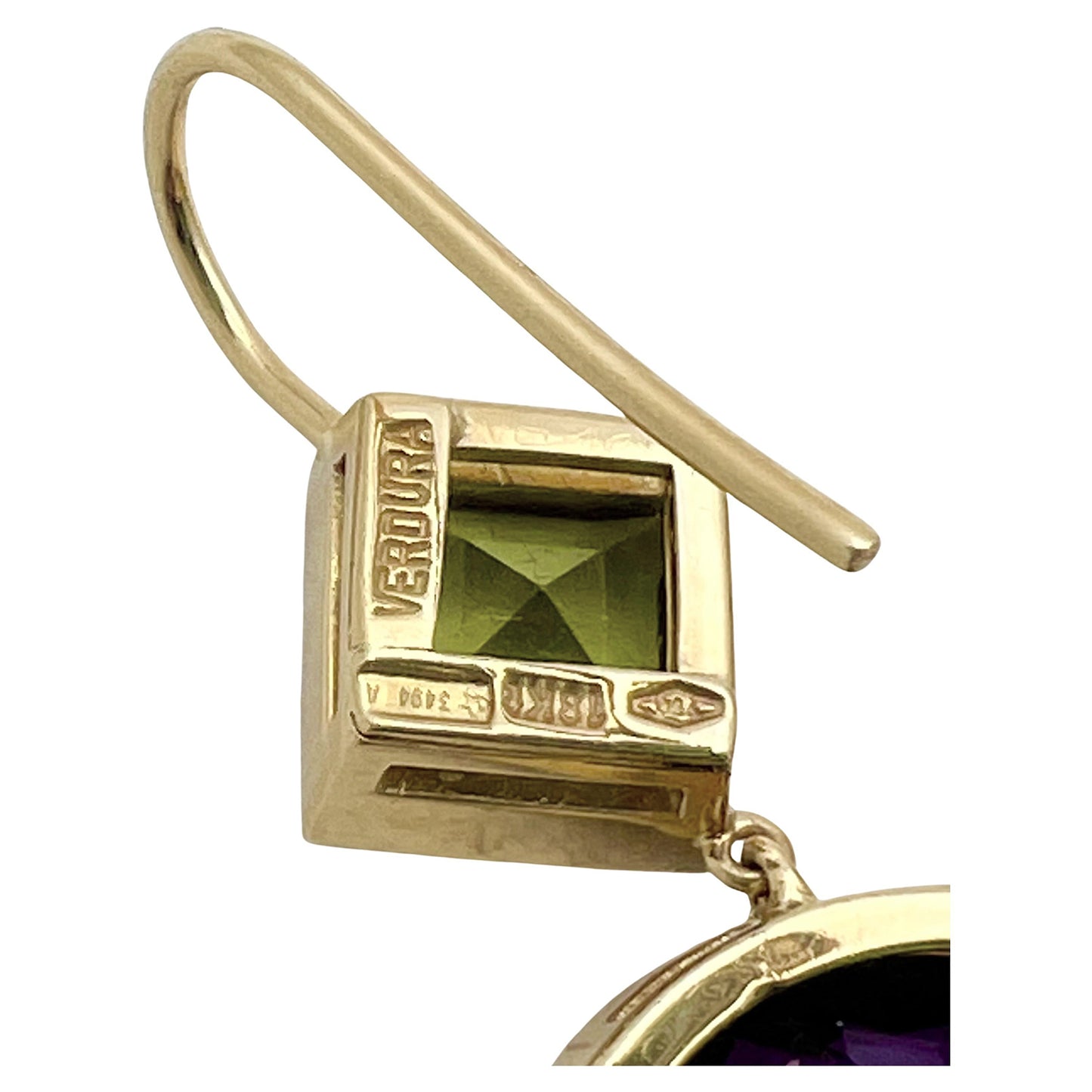 Estate Amethyst Peridot Byzantine Drop Earrings
