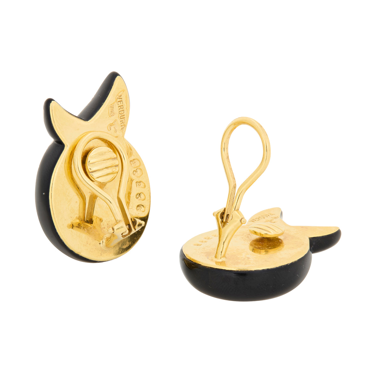 Estate 18k Yellow Gold Citrine Twisted Black Onyx Earrings