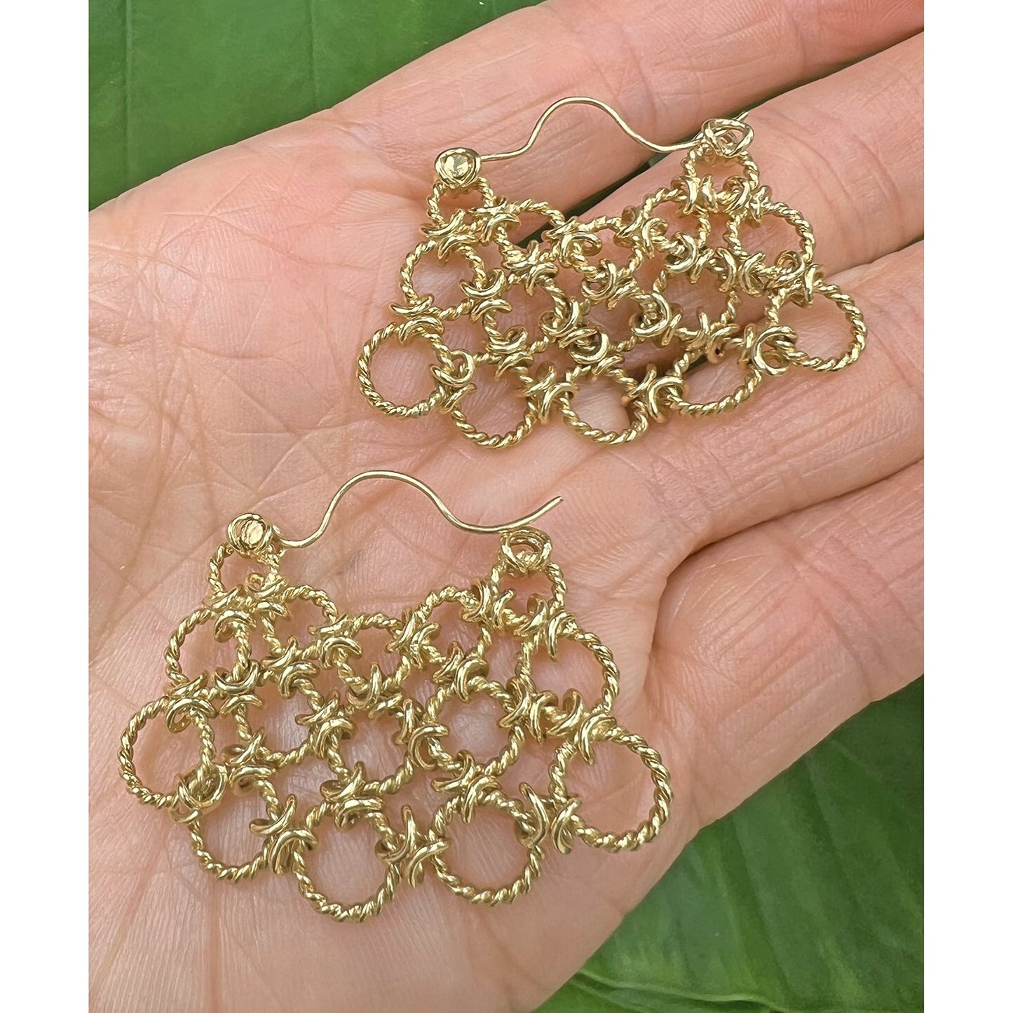 Verdura - Estate 18k Yellow Gold Lace Fan Earrings