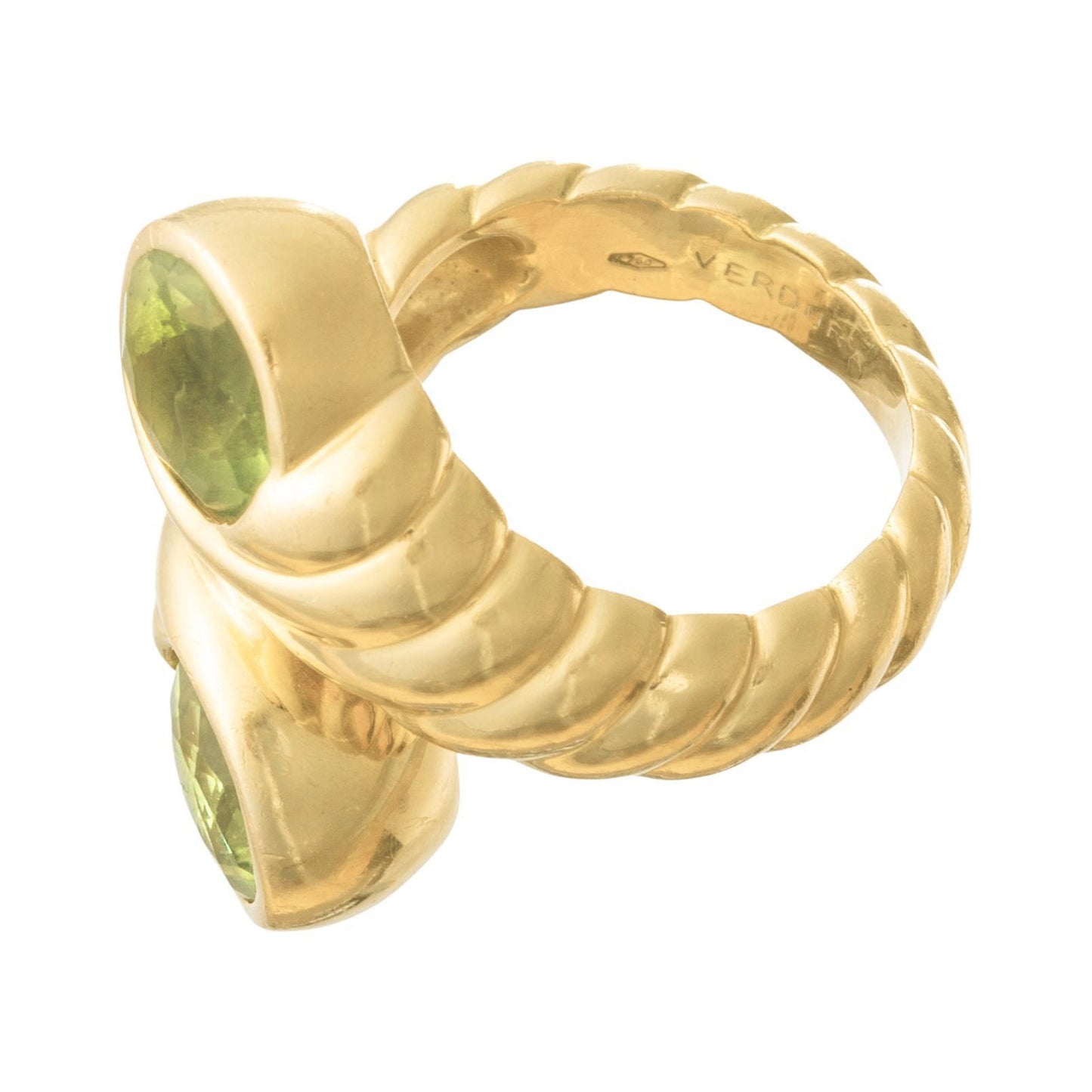 Verdura - Estate 18k Yellow Gold Peridot Crossover Ring