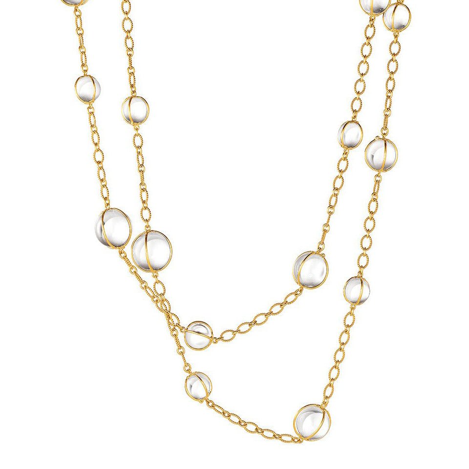 Verdura - Estate 18k Yellow Gold Rock Crystal Bubbles Necklace