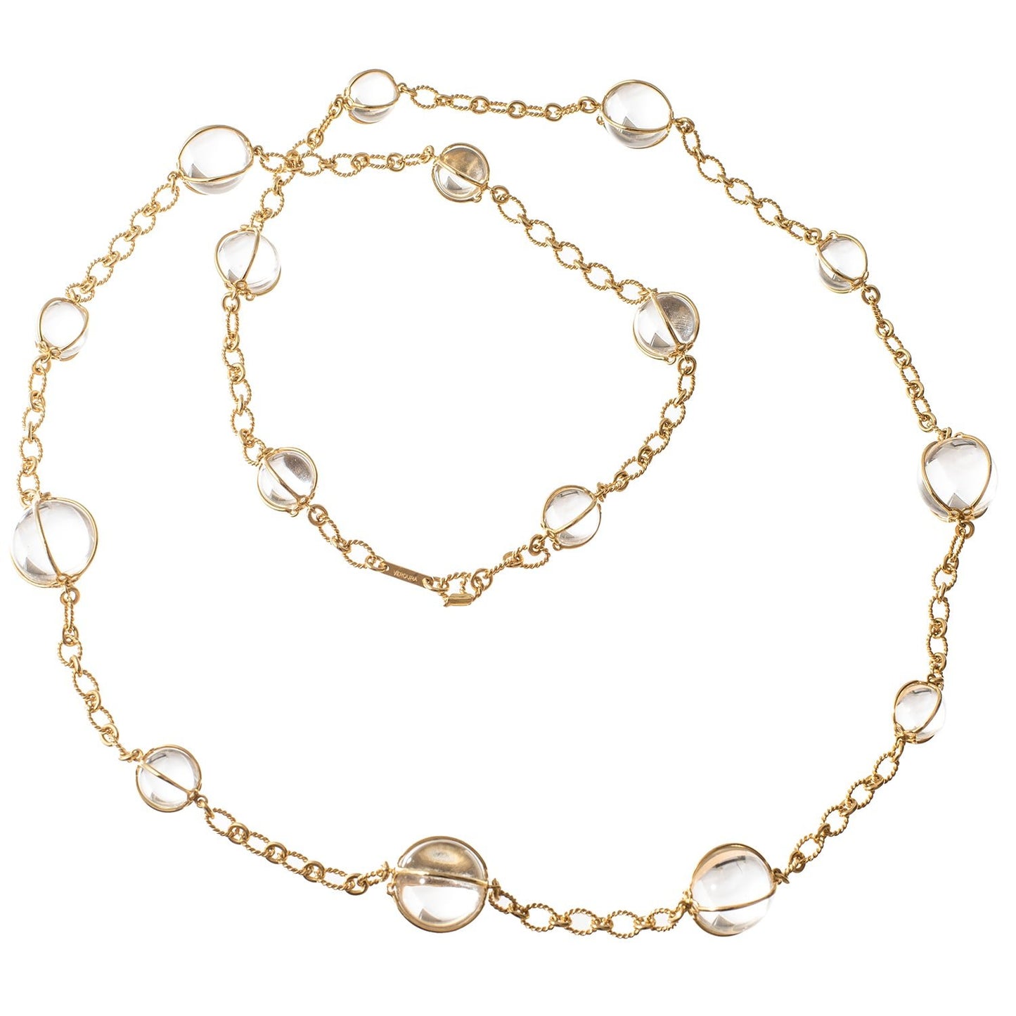 Verdura - Estate 18k Yellow Gold Rock Crystal Bubbles Necklace
