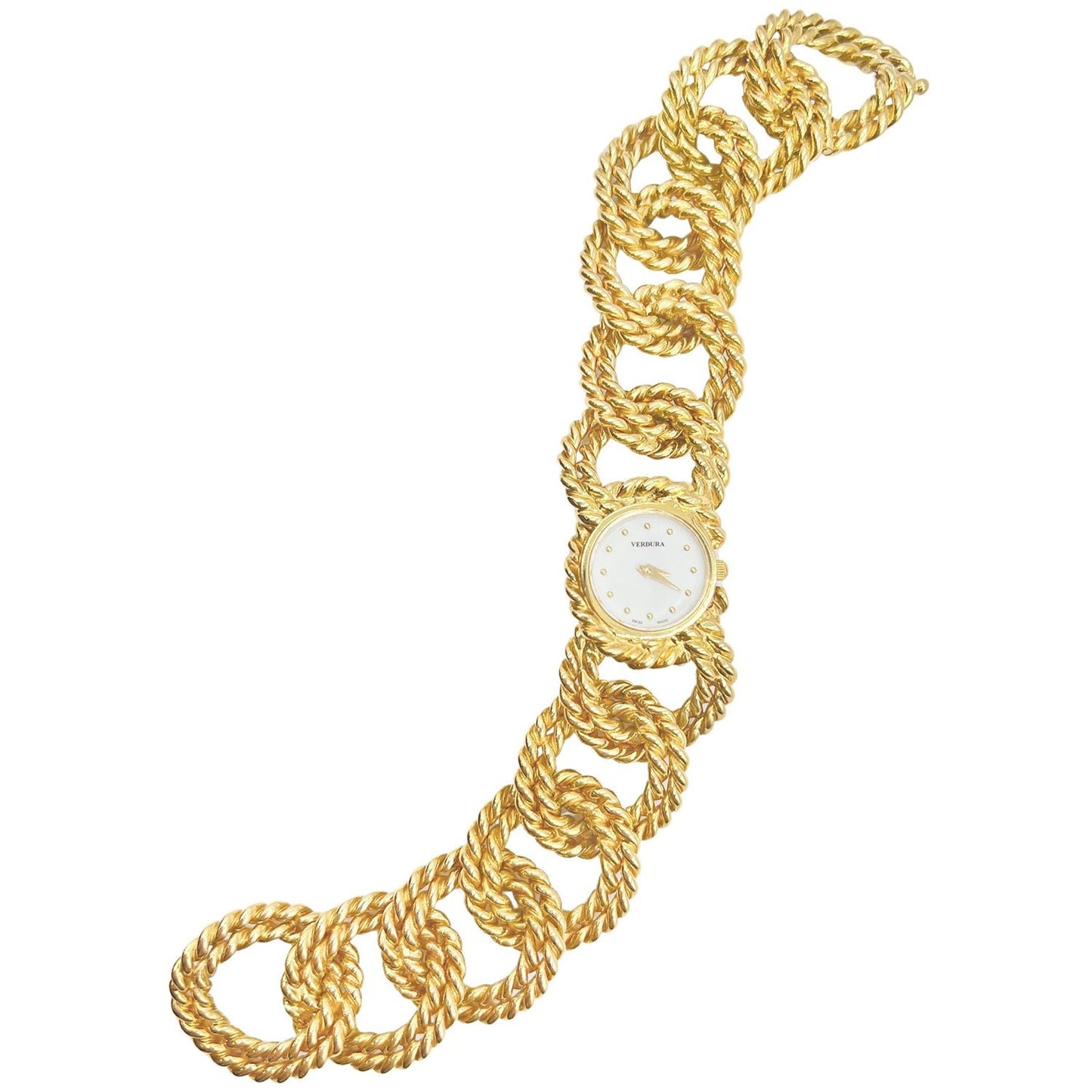 Verdura - Estate 18k Yellow Gold Rope Link Bracelet Watch