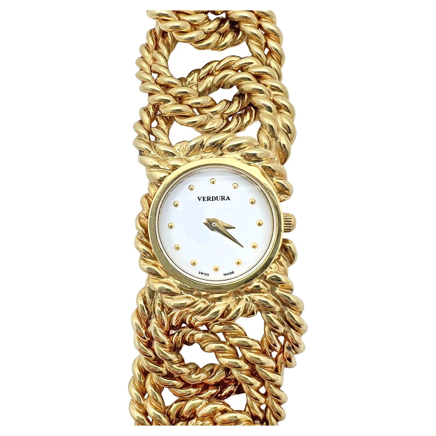 Verdura - Estate 18k Yellow Gold Rope Link Bracelet Watch