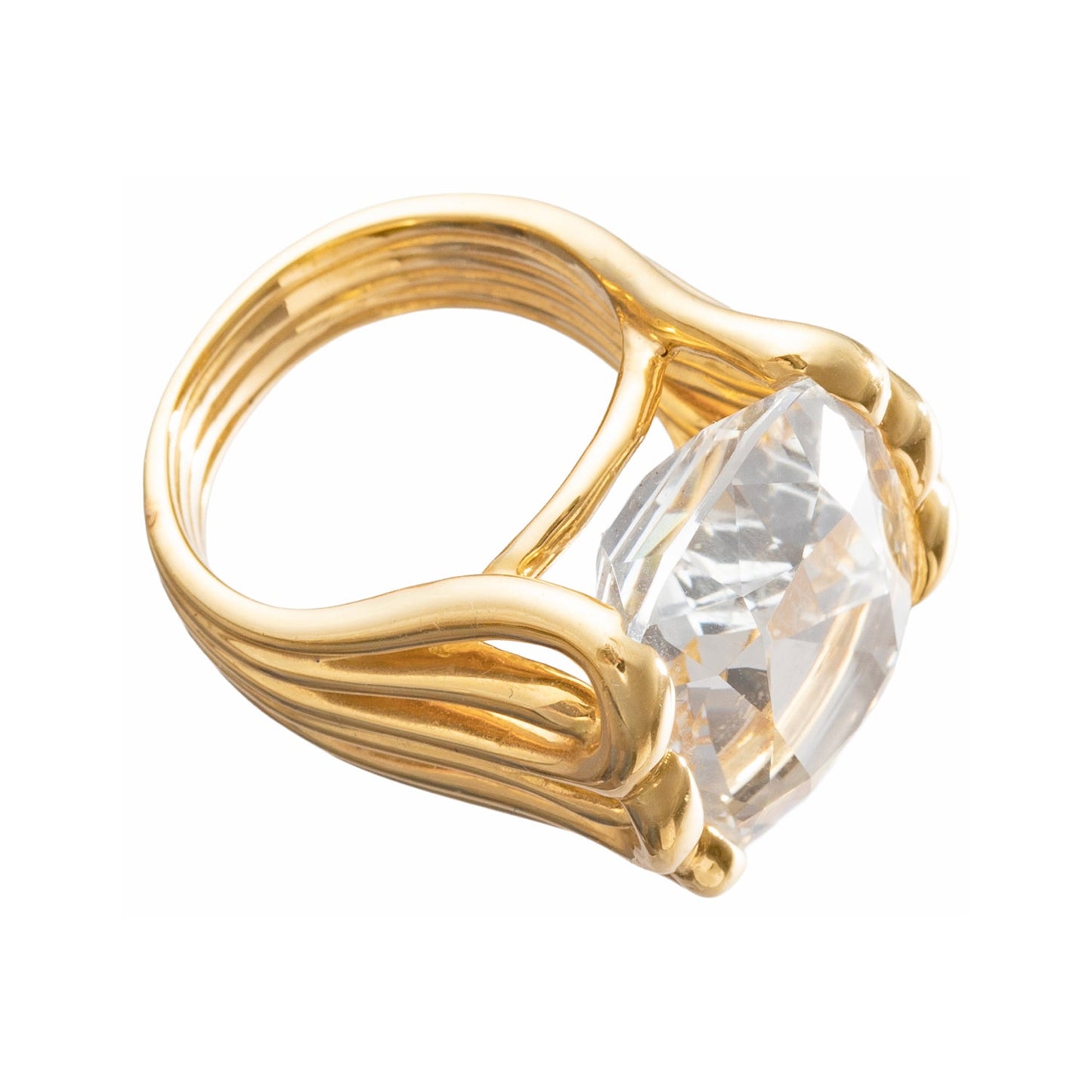 Verdura - Estate 18k Yellow Gold White Topaz Whisk Ring